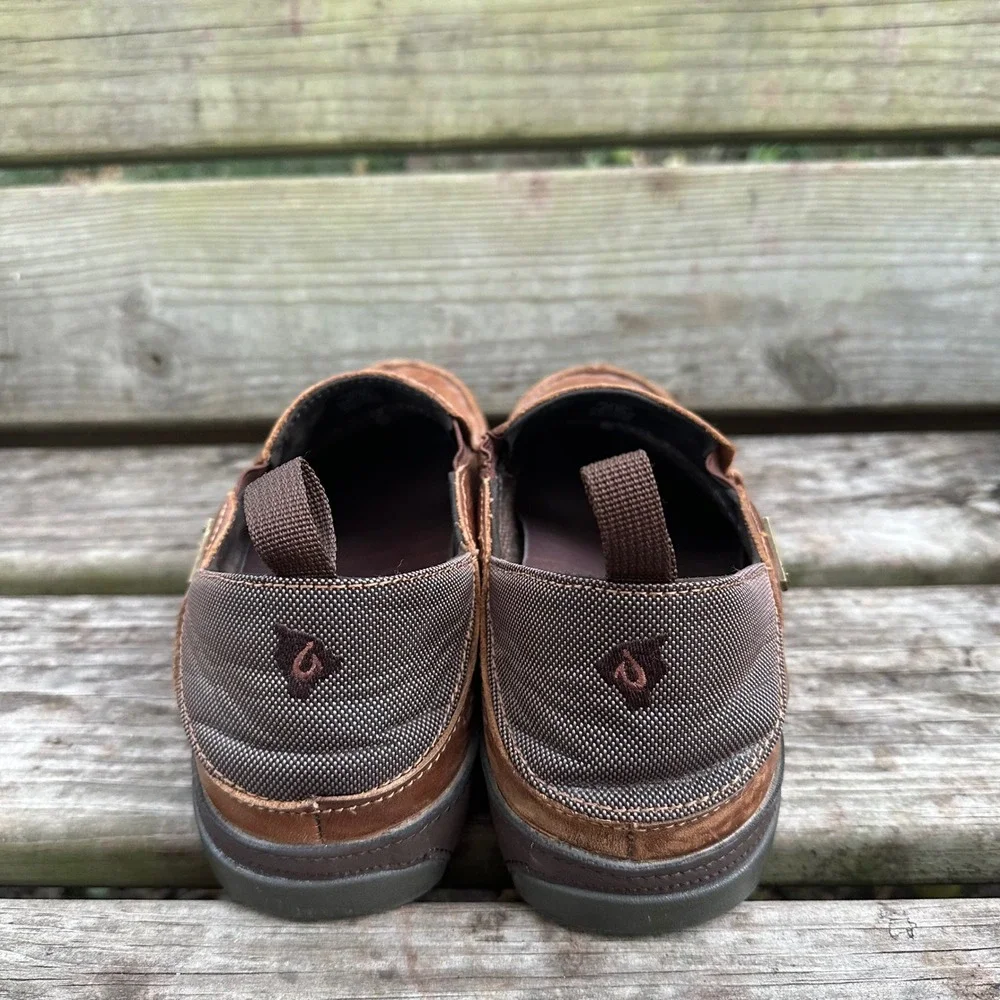 OluKai Na'i WP Waterproof Leather Slip On‎ Loafers Brown Size US 10 EUR43